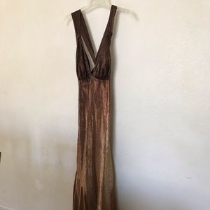 Metallic brown gradient open back gown